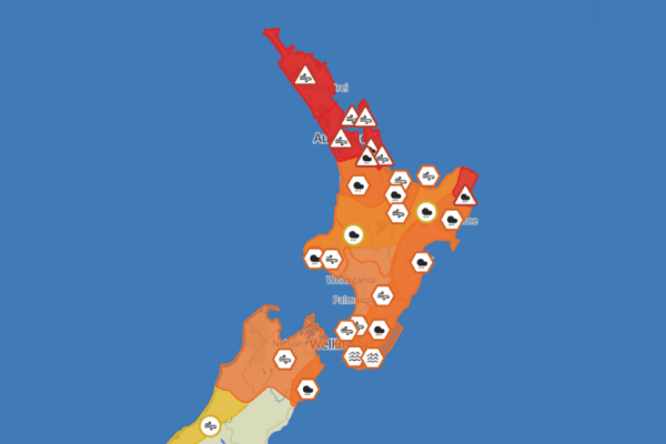 Heavy rain and strong wind warnings for entire North Island,