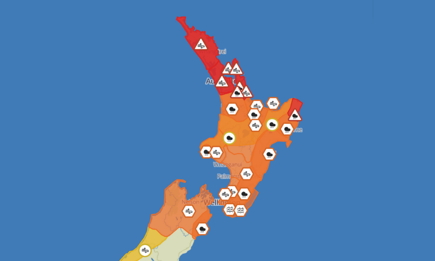 Heavy rain and strong wind warnings for entire North Island,