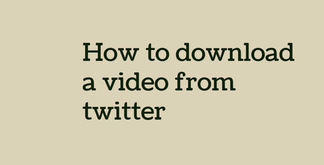 How to download a video from twitter