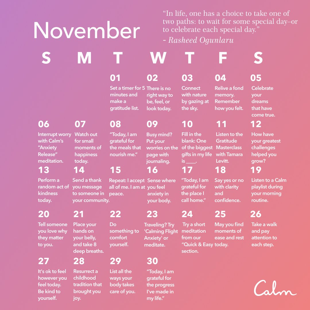 November 2022 Relaxed Calendar — Relaxed Blog site