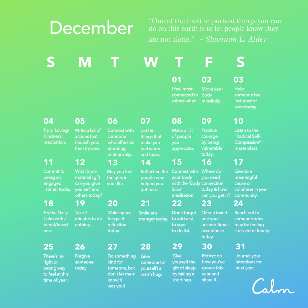 December 2022 Calm Calendar — Calm Blog