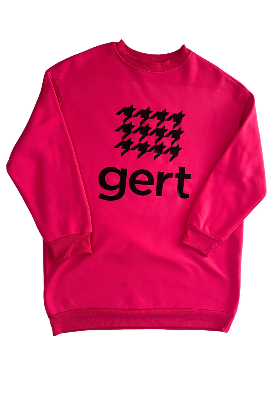 The Oversized Bright Pink Gert Houndstooth Pullover: A Fashion Statement