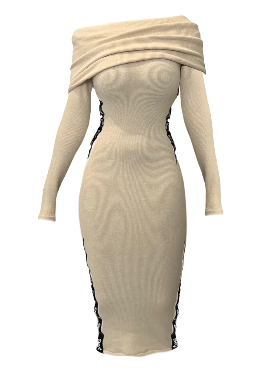 Unveiling Elegance: The Allure of a Tan Knit Dress with Gert Tape